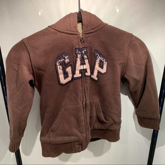 Baby Gap Coat Toddler 5 Years Brown Hooded Fleece Lined - Picture 1 of 6